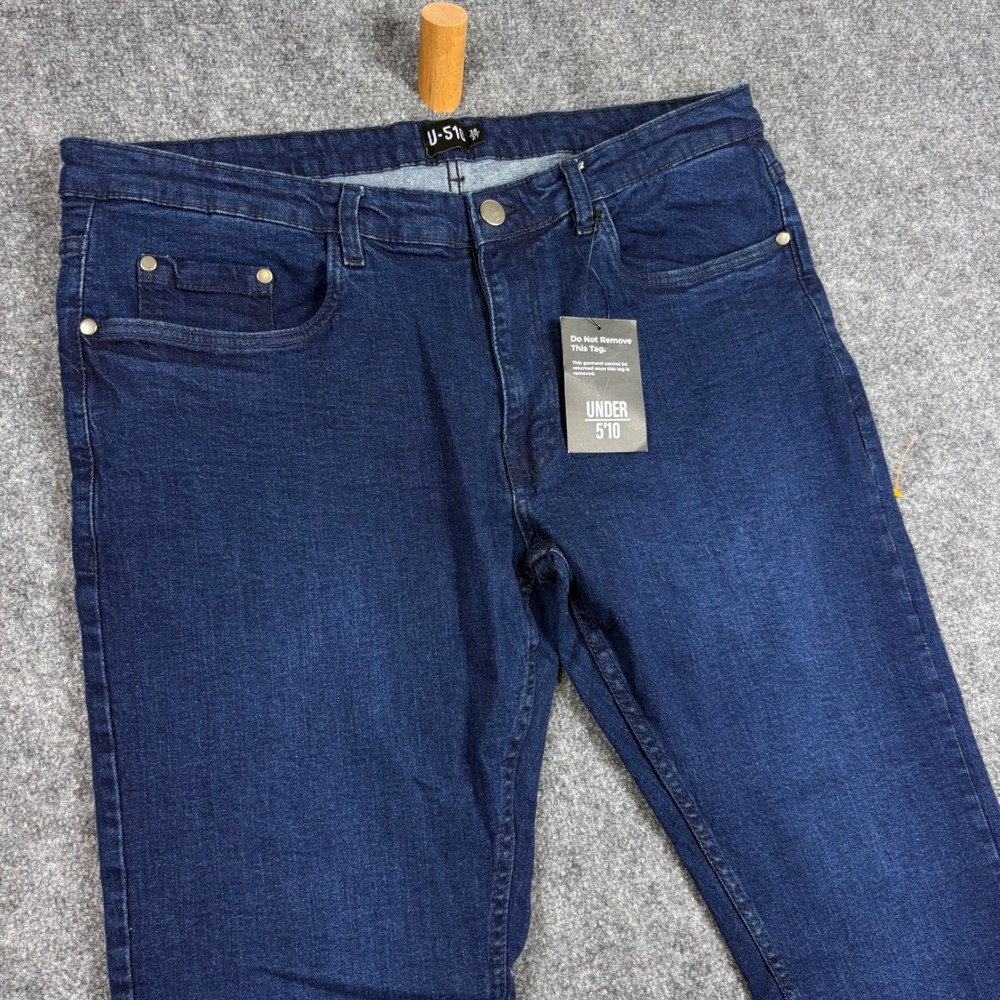 Under 5'10 Zak Stretch Jeans Mens 36x27 Dark Wash Slim Straight Denim Pants